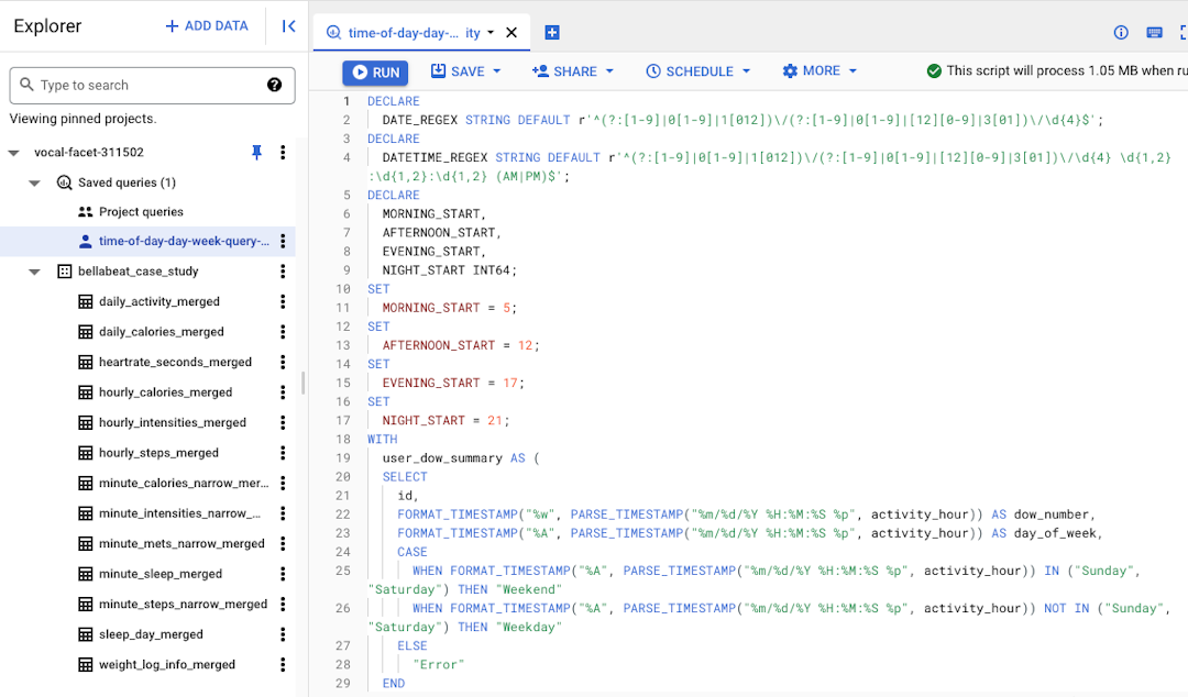 Working in BigQuery